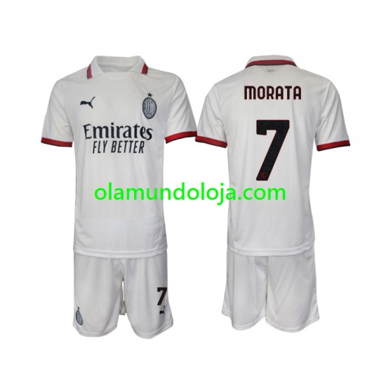 Camisola AC Milan Morata 7 Criança Equipamento Segundo 2024-2025 Manga Curta